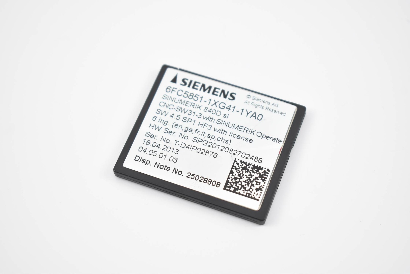 Siemens Sinumerik 840Dsl Software 6FC5851-1XG41-1YA0 ( 6FC5 851-1XG41-1YA0 )