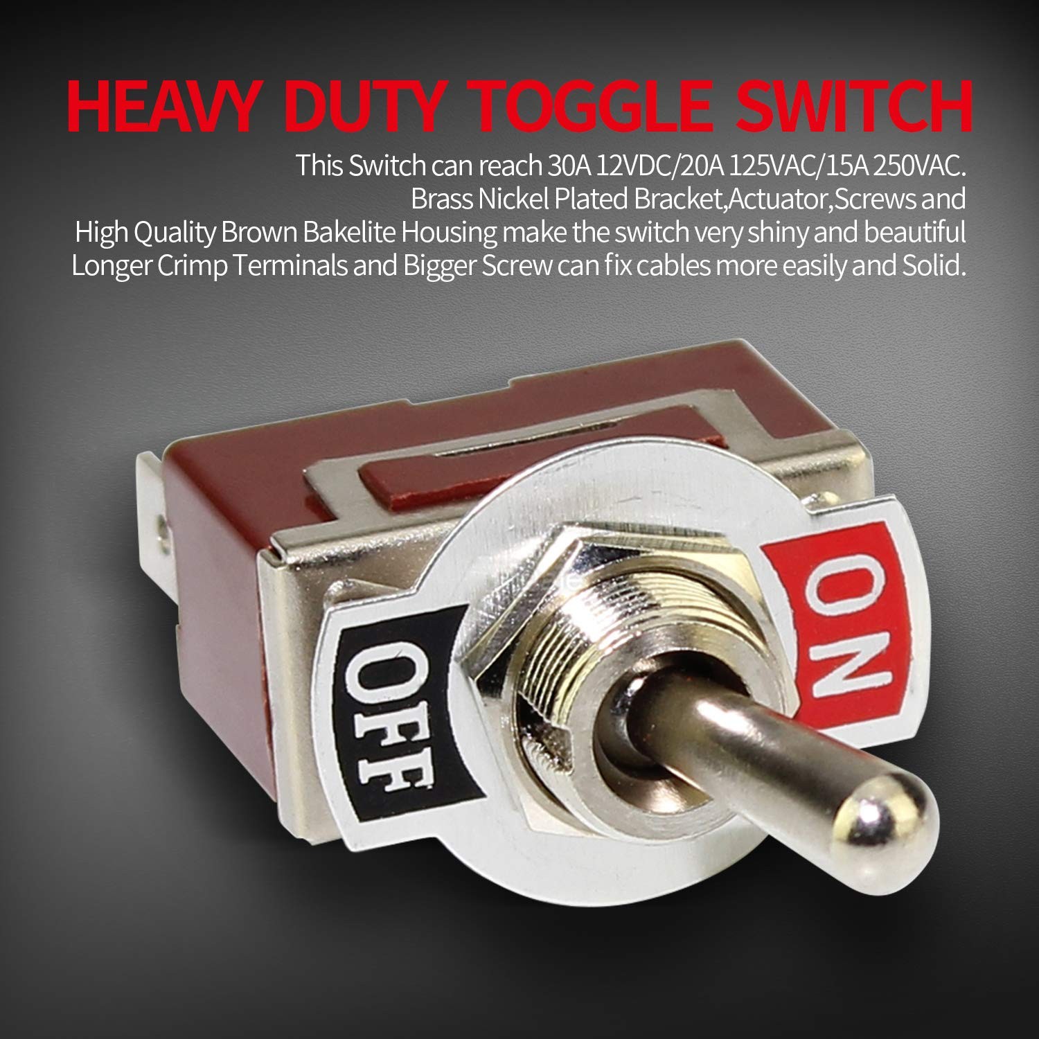 2 Pack Waterproof SPST Toggle Switch 12V DC 30A Heavy Duty Marine Grade