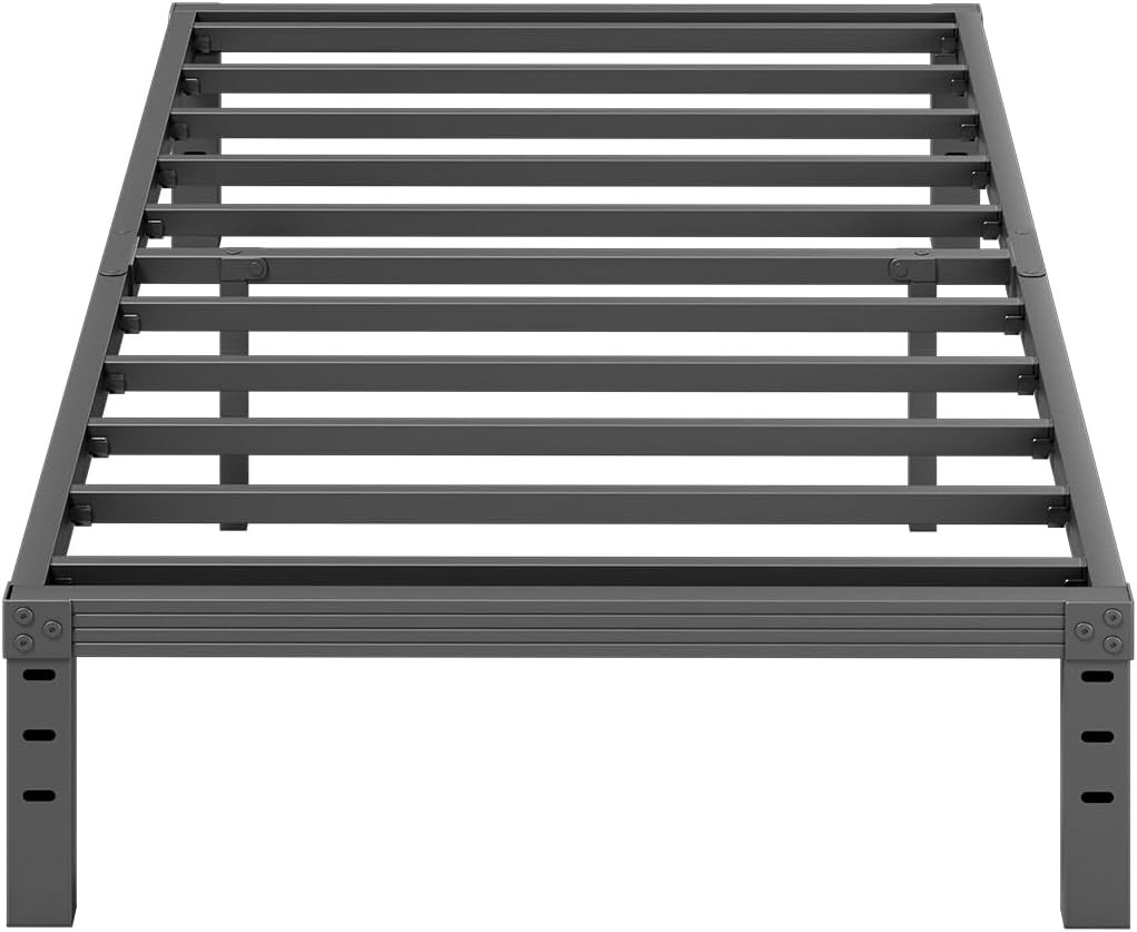 Twin Metal Bed Frame 12 Inch High Platform No Box Spring Easy Assembly Black