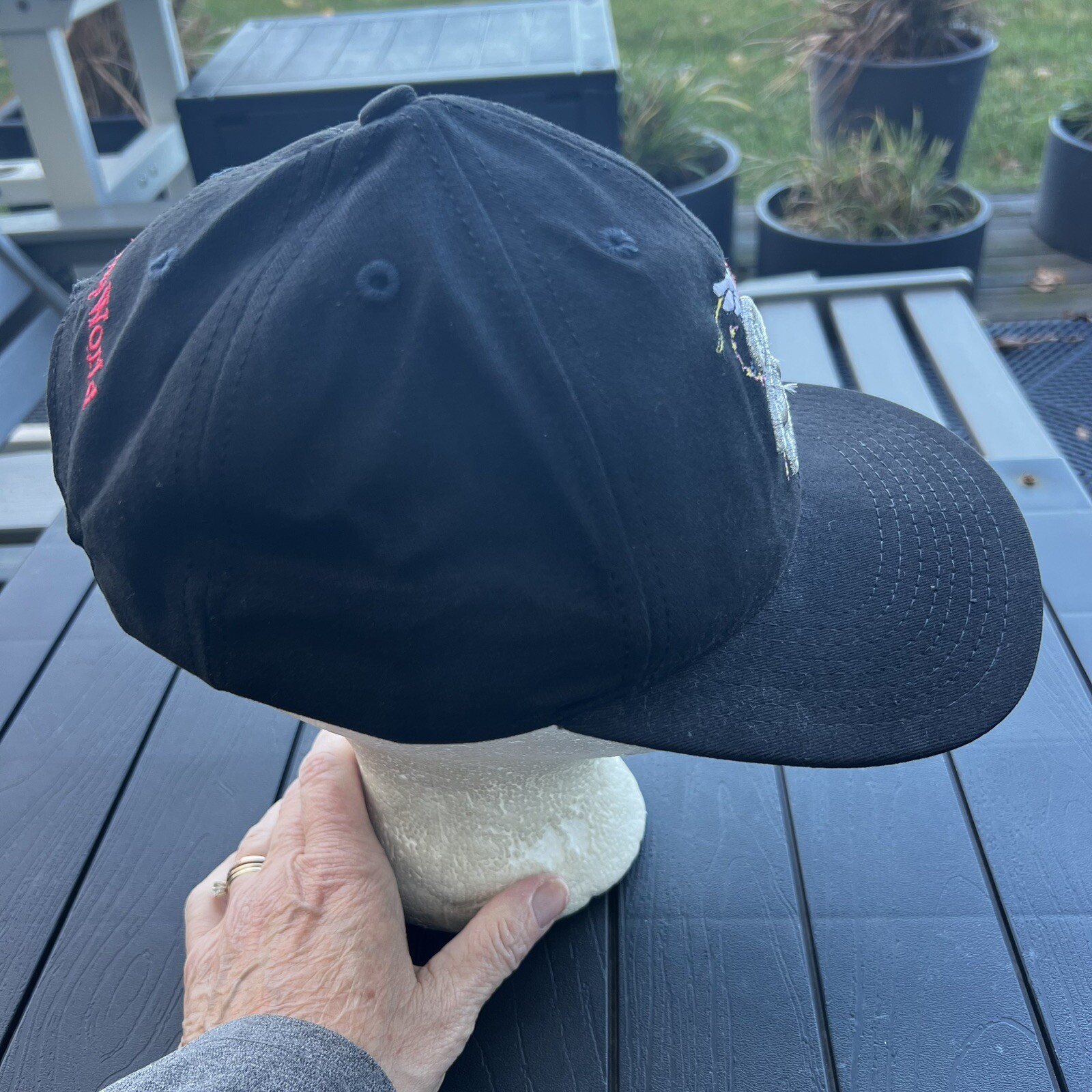 Magical Mickey WDW 25th Anniversary Black RWB Cotton Hat Cap Hook Loop