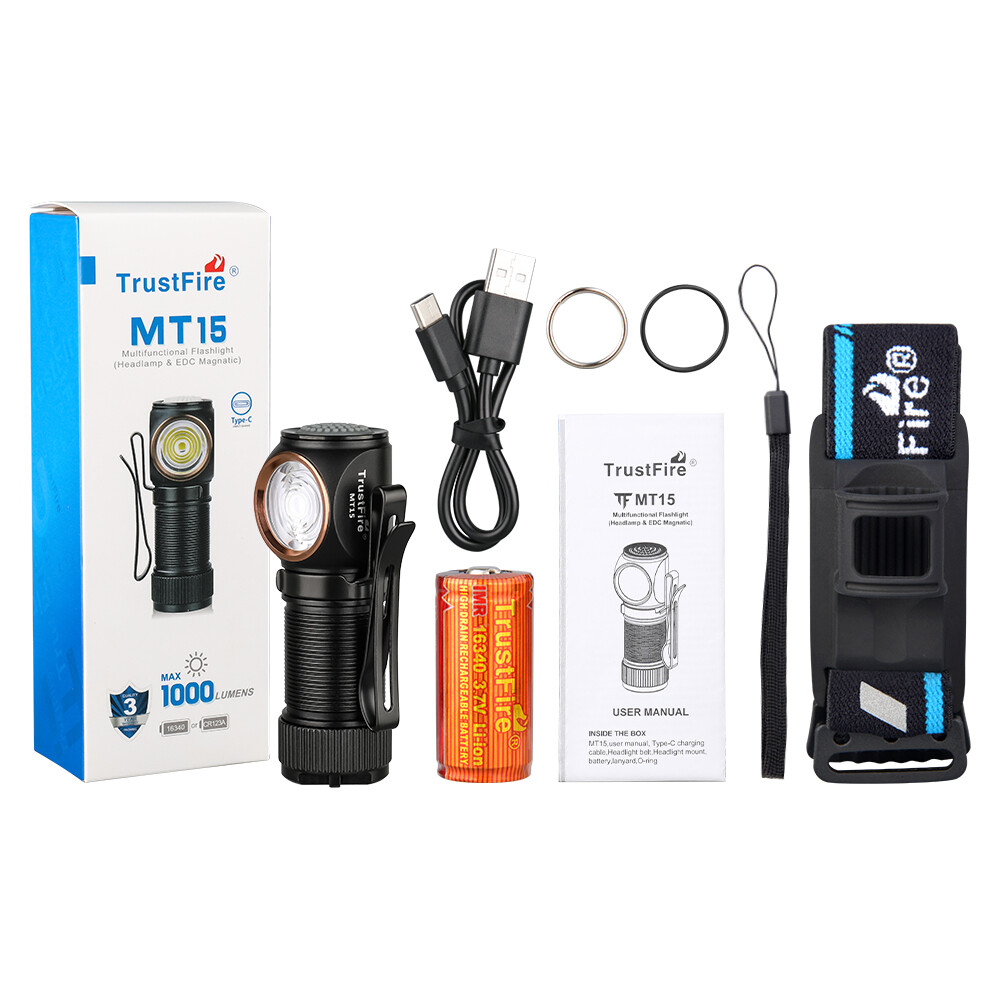 TrustFire MT15 1000LM Rechargeable LED Headlamp 5 Mode LED Headlight Flashlight