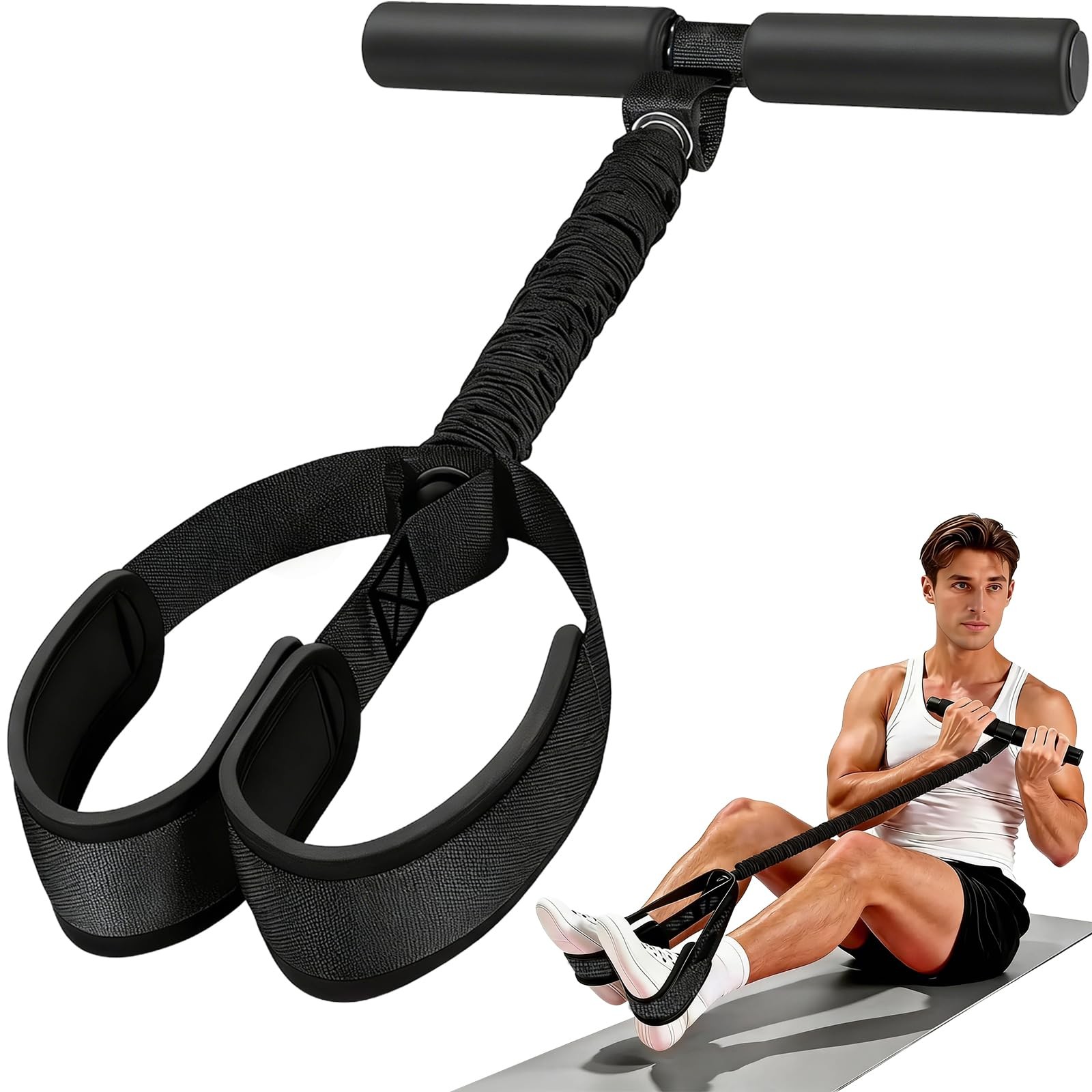 Upgraded Resistance Bands with Handles, Thickened Latex Tubes and Soft Black