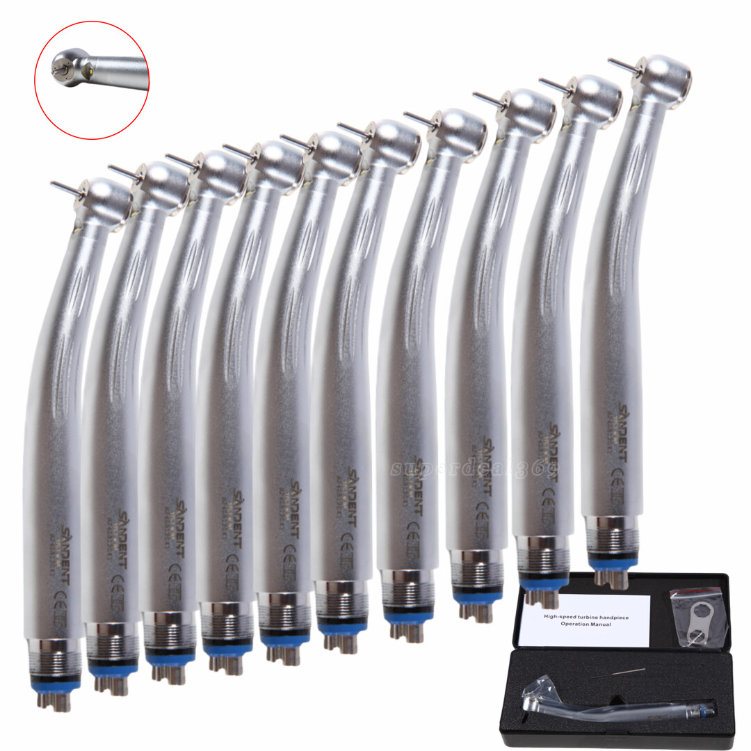 10 PCS SANDENT Dental E-Generator LED Optic High Speed Handpiece 4Hole Ceramic