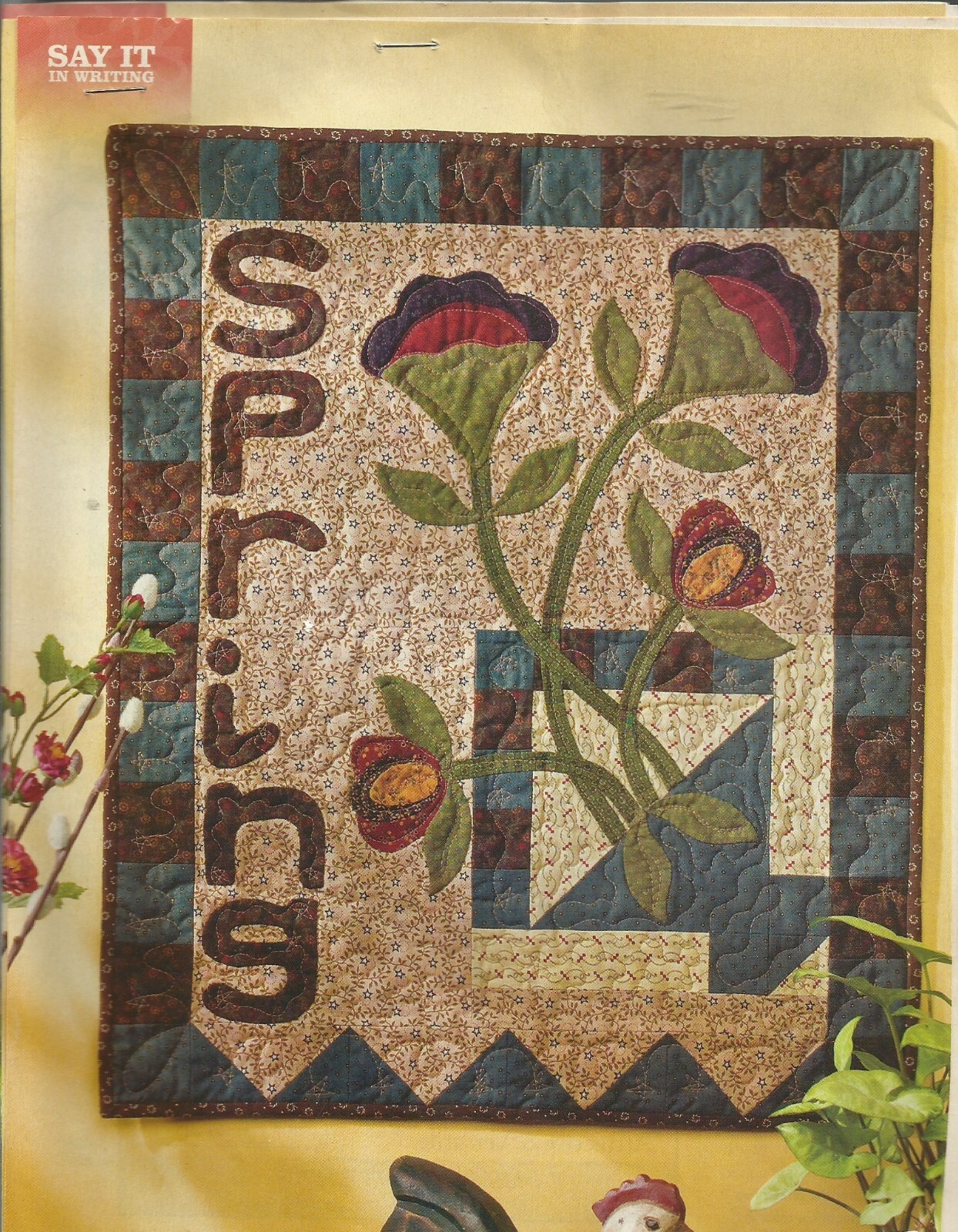 B0206  SPRING BASKET WALLHANGING QUILT PATTERN/INSTRUCTIONS