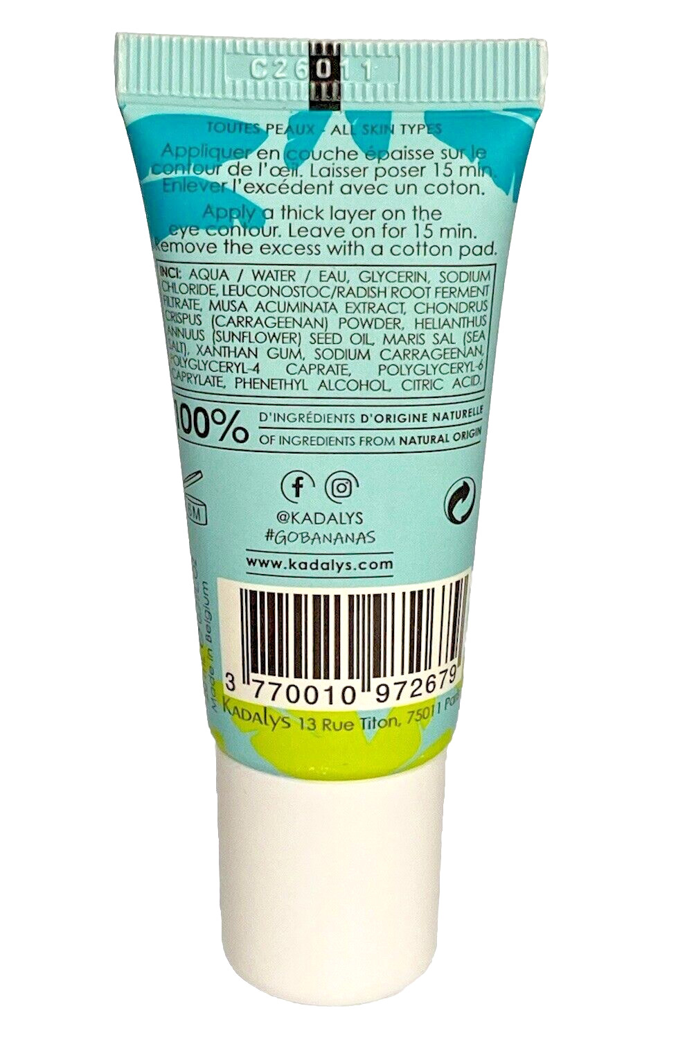 Kadalys: Thirst Quenching Eye Mask 0.7 fl oz New Green Banana Red Algae Glycerin