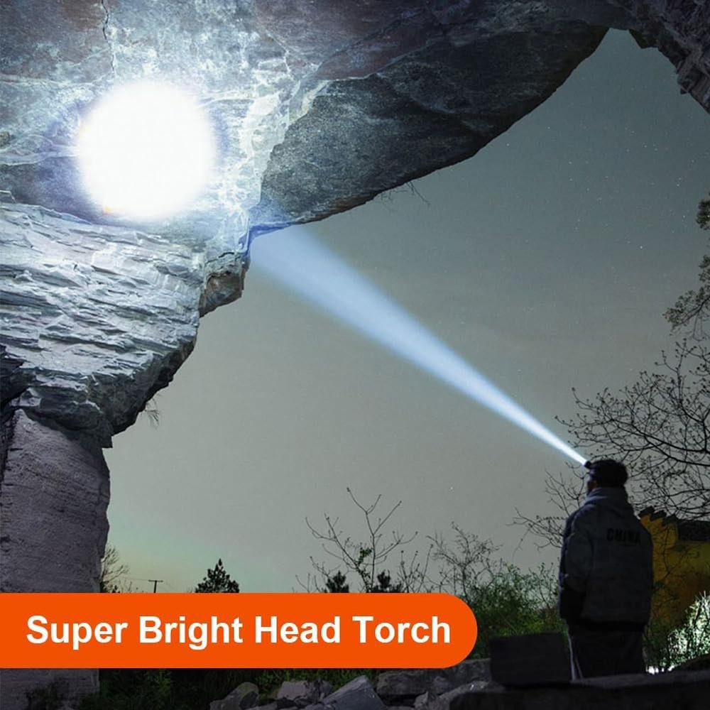 2x Rechargeable Headlamp Super Bright LED Head Light Forehead Flashlight Outdoor