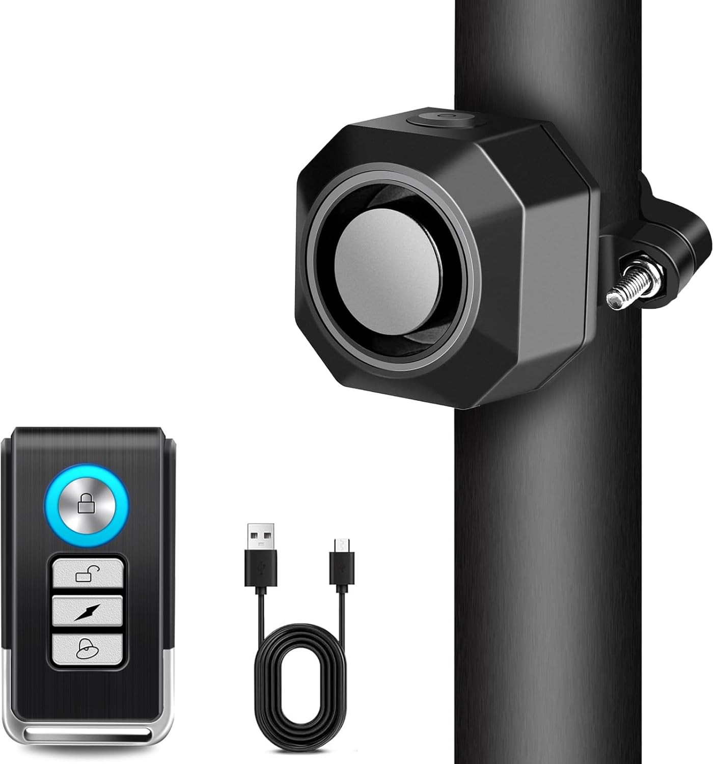Bike Alarm USB Rechargeable with Mount Electric Bike Alarm with Remote Waterprof