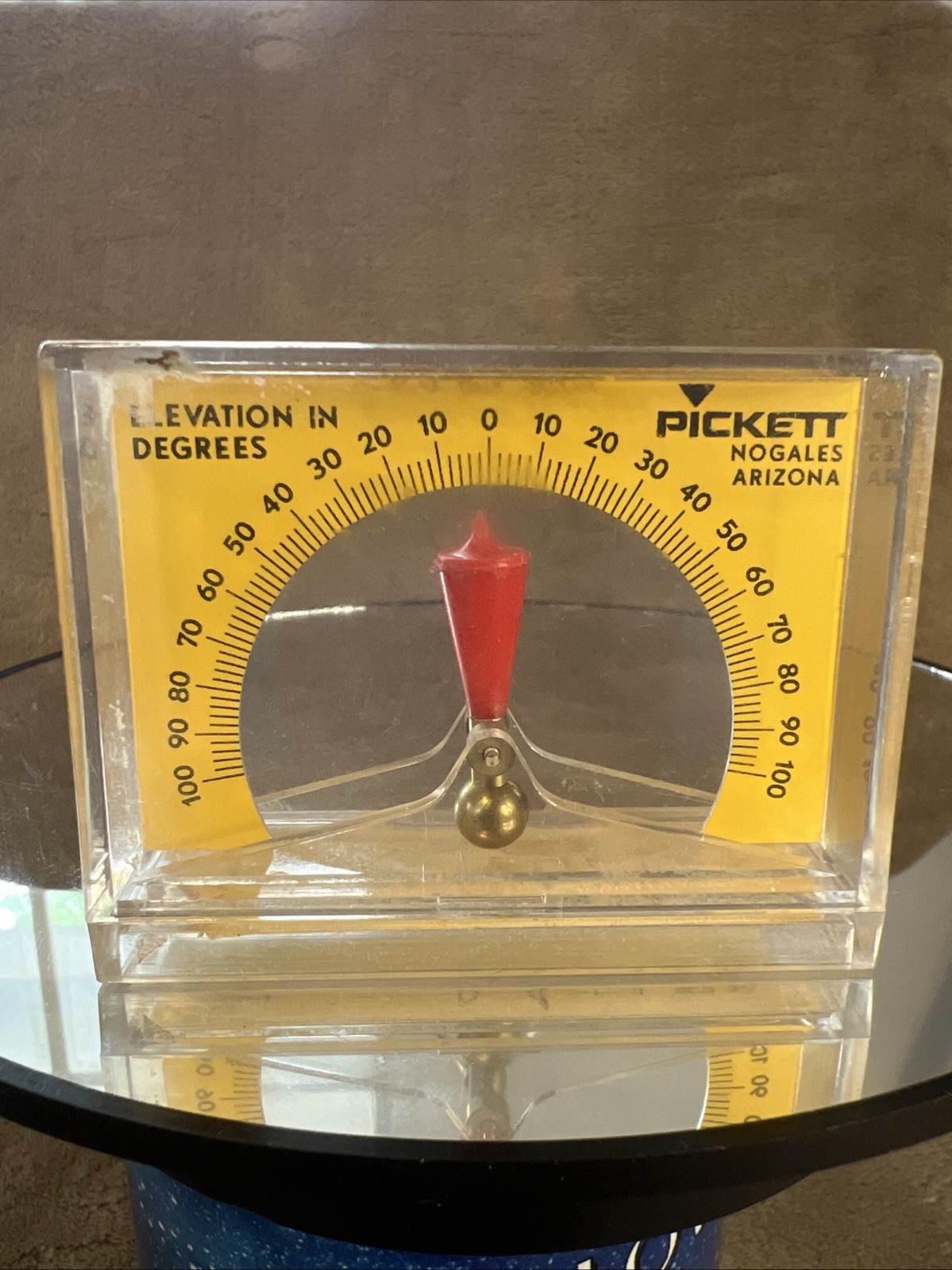 Vintage Pickett Inclinometer Clear Acrylic Angle Gauge w/ Store Advertising
