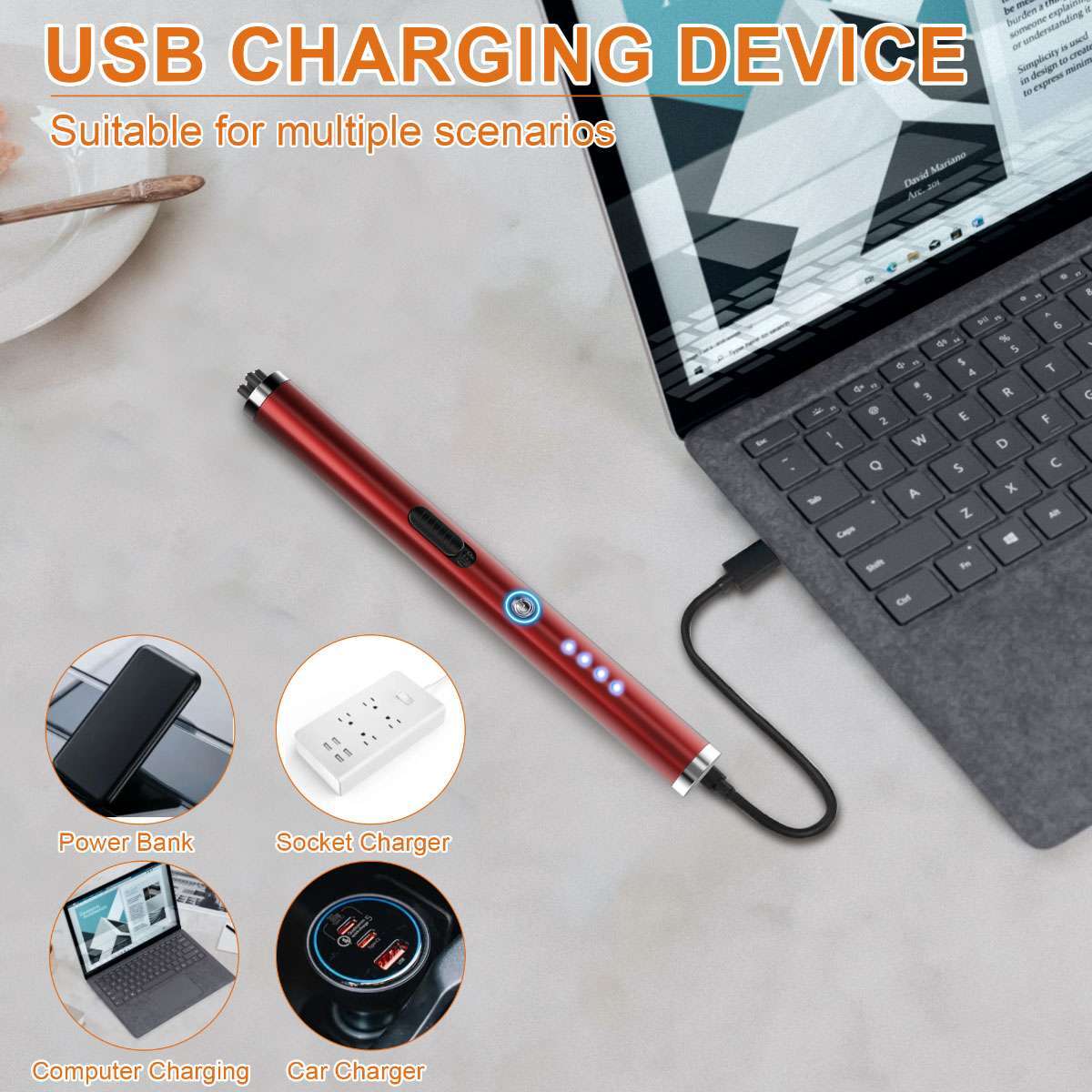 Electric Double Arc Lighter Flexible Neck USB Rechargeable Candles BBQ Windproof