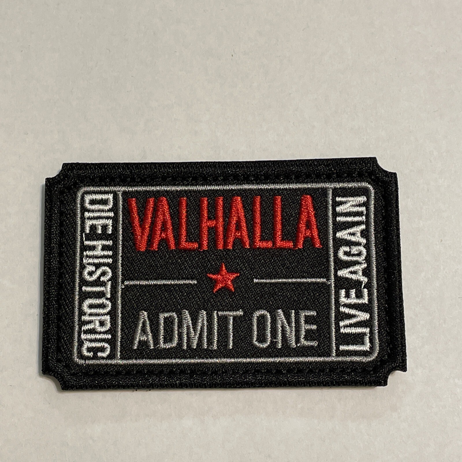 VALHALLA Admit One Ticket Vikings Tactical Hook & Loop Patch 2 Pack