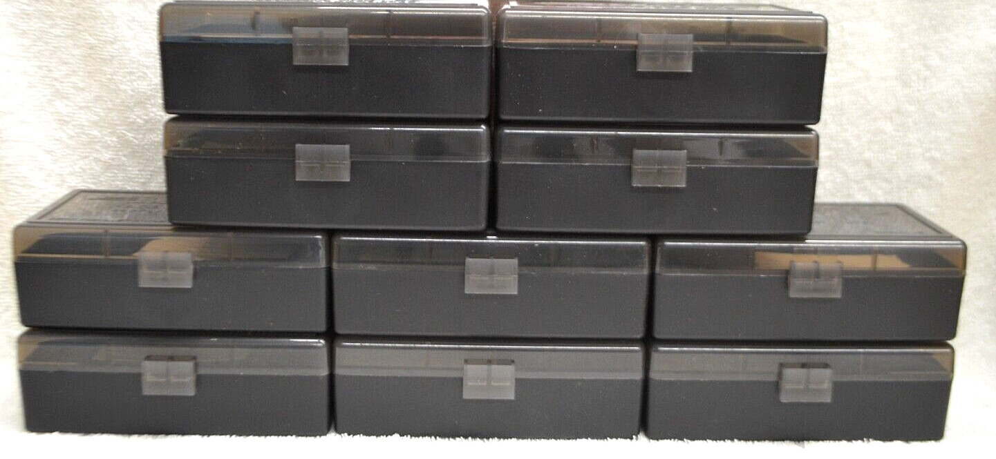 10 x BERRY'S PLASTIC STORAGE BOX, SMOKE/BLACK 50 - SLOTS FOR (AAA BATTERIES)