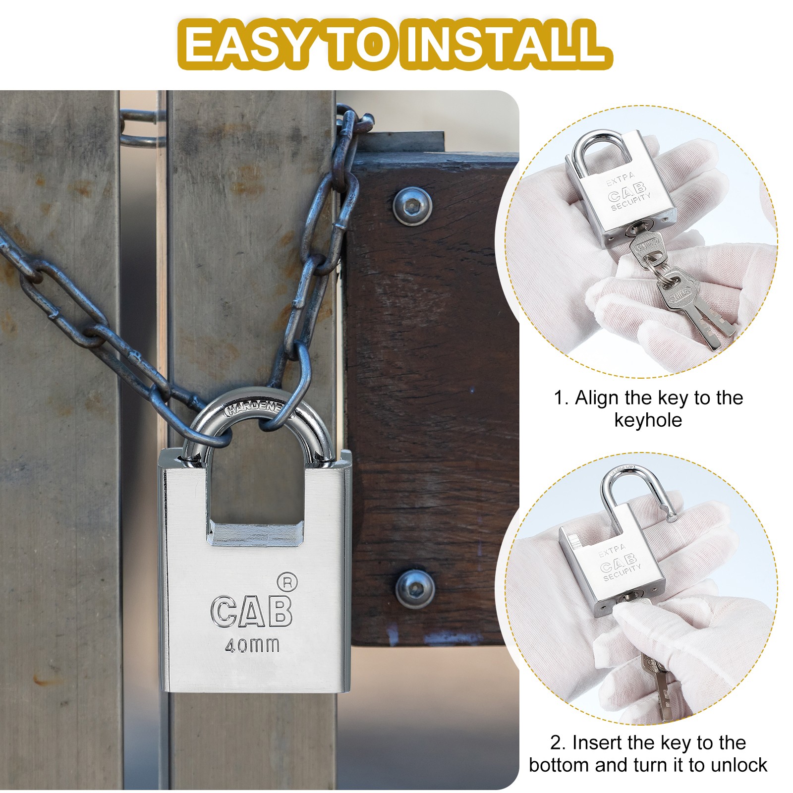 68mm (2-11/16")Steel Padlocks, Keyed Different Pin Tumbler Padlocks with Key