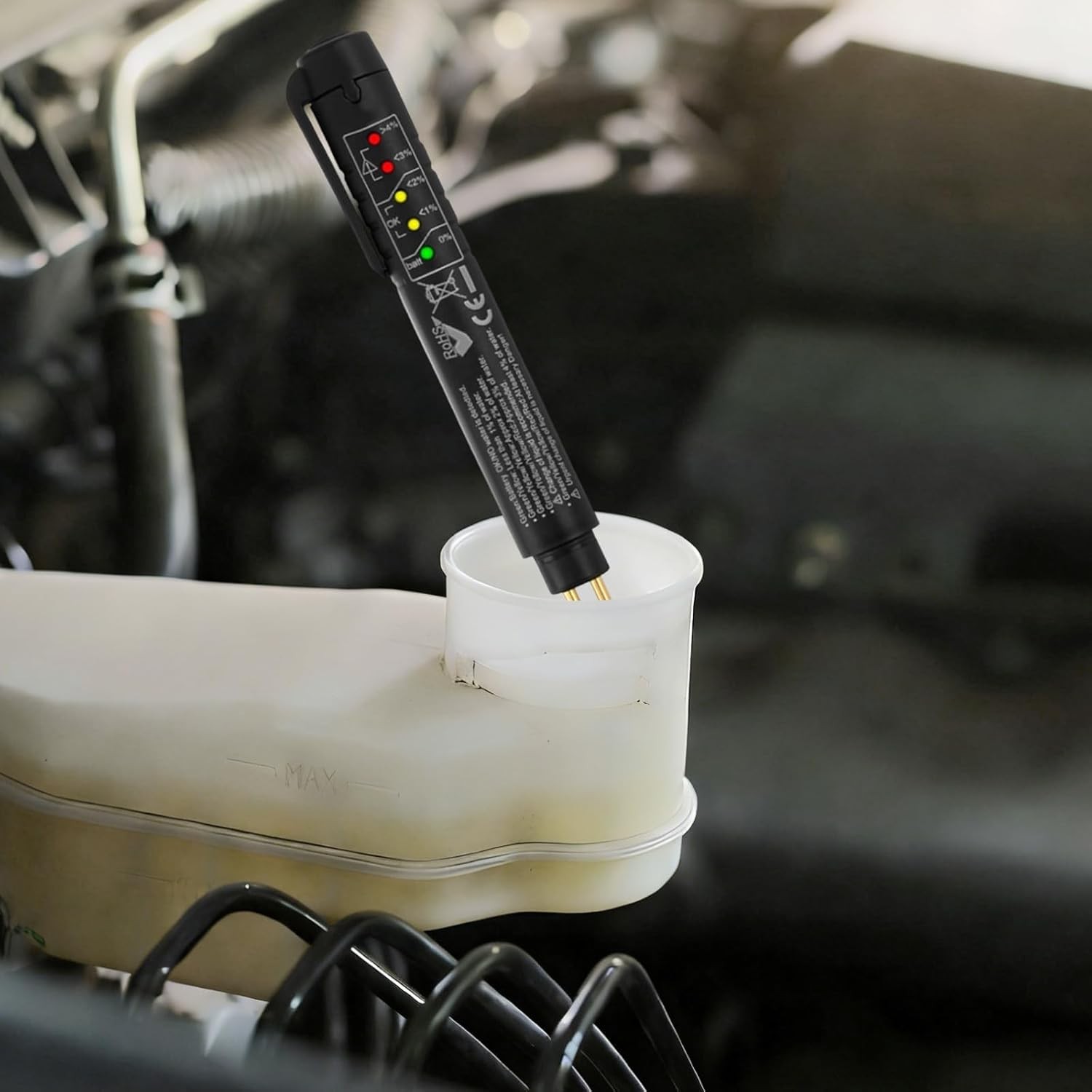 Brake Fluid Level Tester with 5 LED Digital Display, Compatible with DOT3/DOT4/D