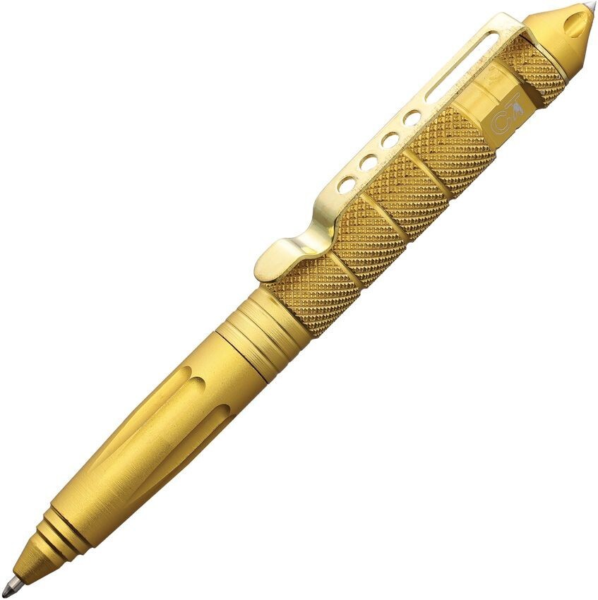 Coeburn Tool Gold-Color Aluminum Tact. Pen Glassbreaker Black Ink w/ Blue Refill