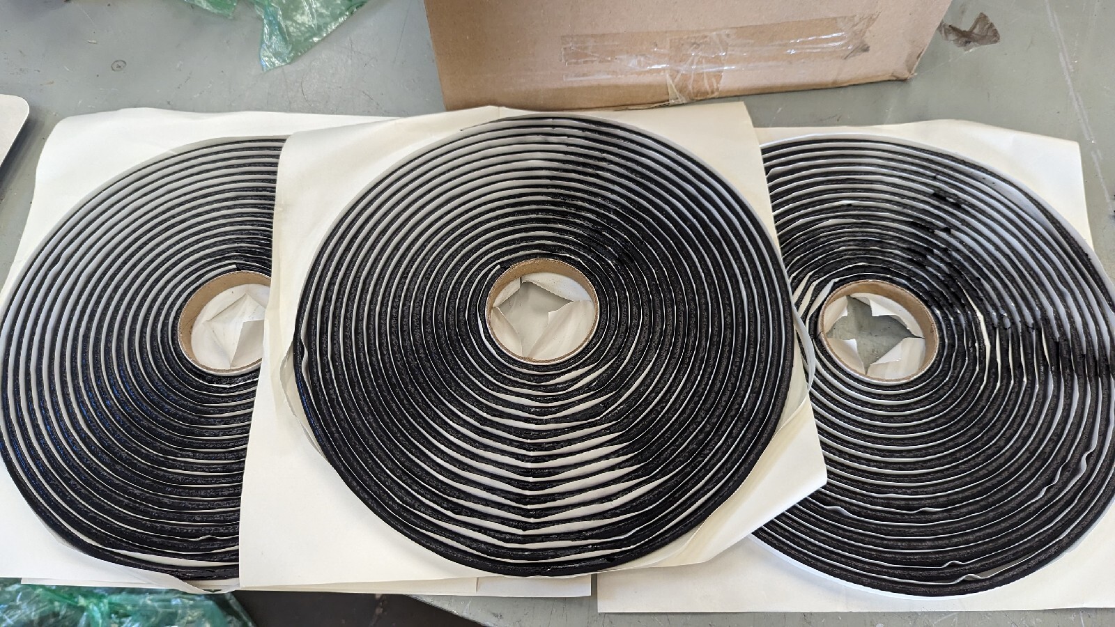 3-  38 foot rolls BCF-1 ADCOSEAL Black Butyl Coated adhesive Foam Tape .34 dia.