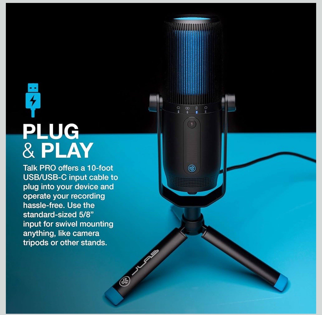 JLab Talk Pro USB Microphone USB-C Output Cardioid Omnidirectional Stereo