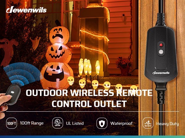 DEWENWILS Outdoor Wireless Remote Control Outlet, Remote Controlled Light Switch