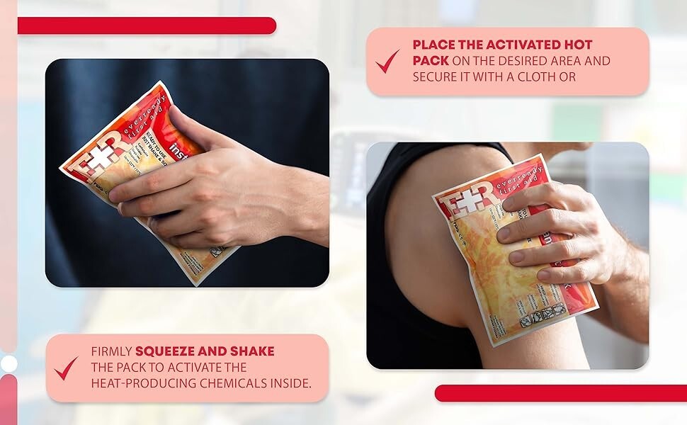 Ever Ready First Aid Disposable Instant Hot Pack 6" x 9" Ready to Use - 48 Pack