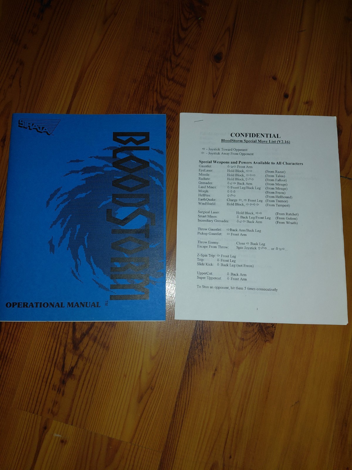 Strata Bloodstorm Arcade Operational Manual