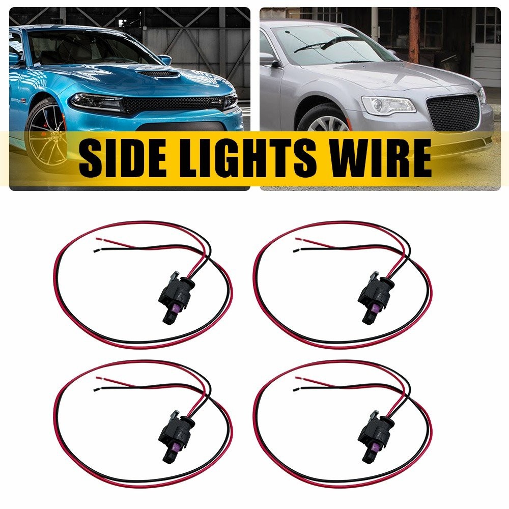 For 2015-24 Dodge Charger 4PCS Side Marker Light Wire Harness Connector Plug Set