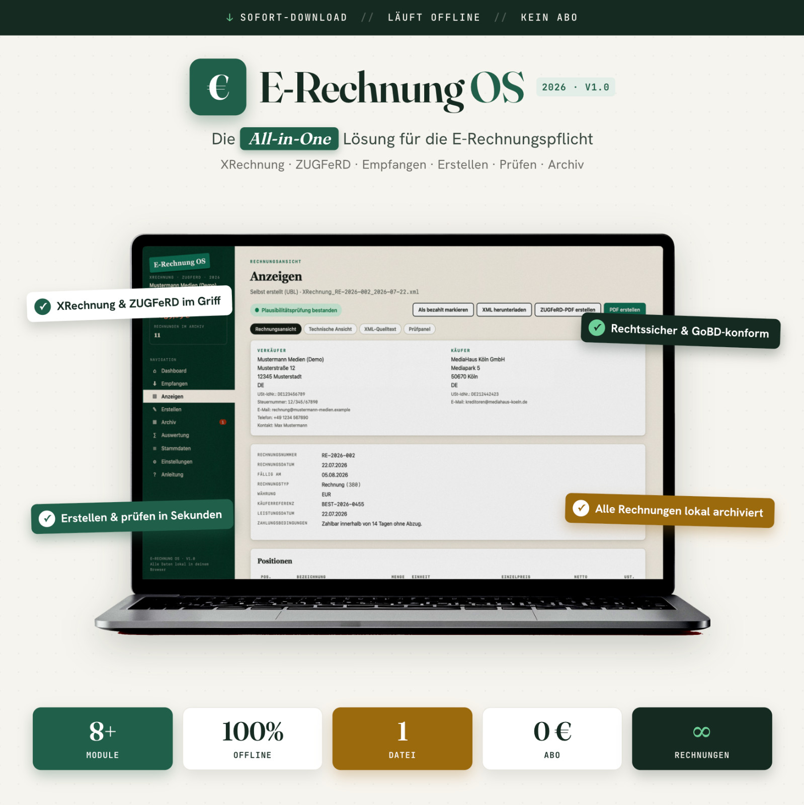 E-invoice OS | Xcreate, check & receive invoice | ZUGFeRD Software