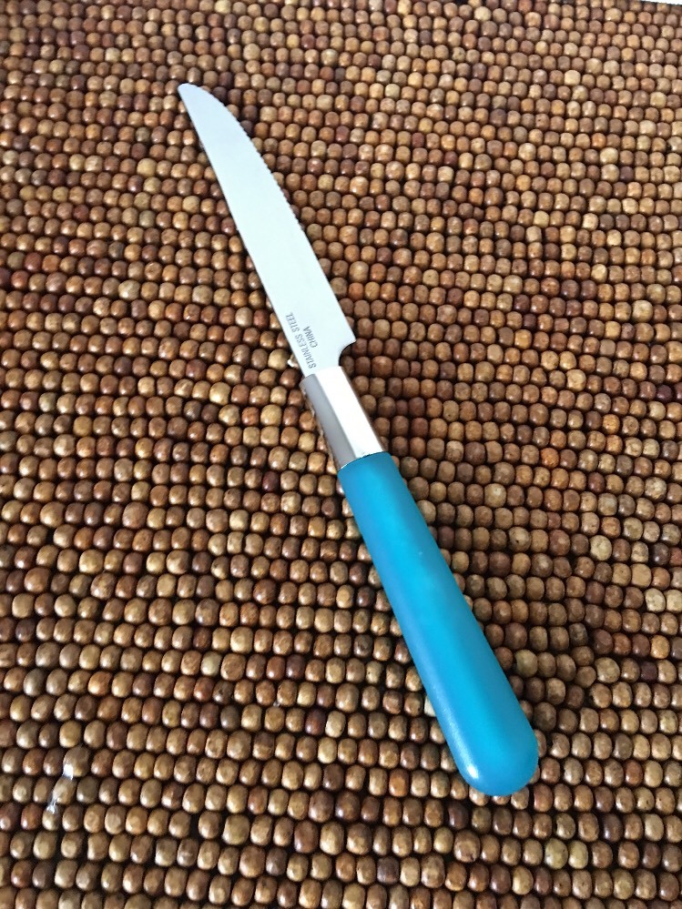 Unbranded Stainless Transparent Turquoise Plastic Handle DINNER KNIFE 8.75" NIP