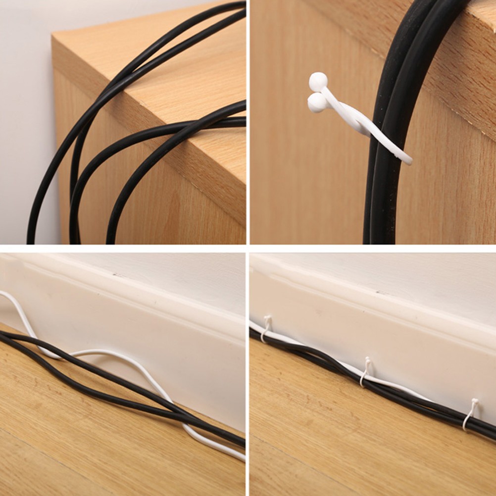 100 Pcs Desktop Fixed Data Cable Clips Organizer Wire Management Cord