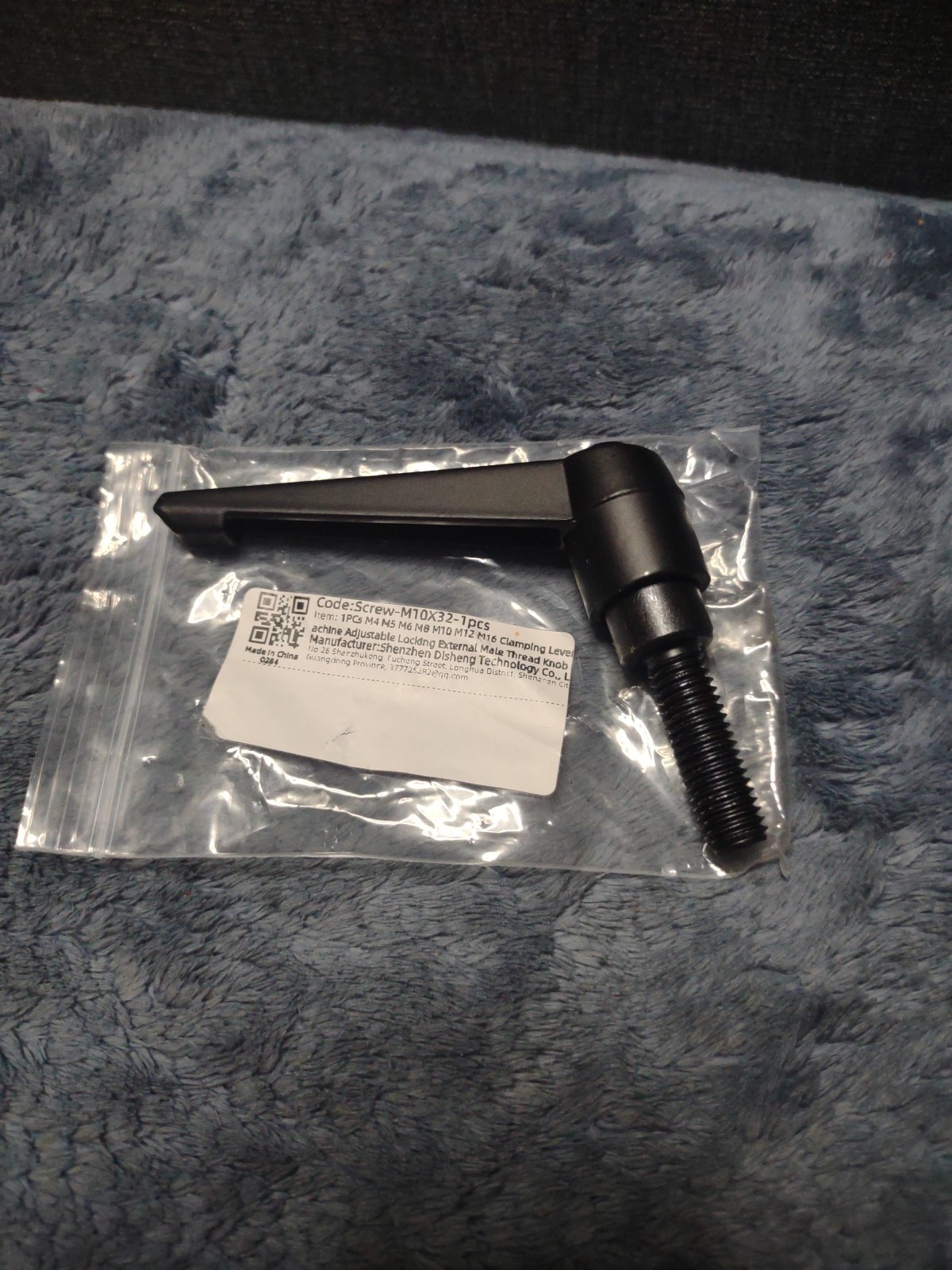 Black Oxide Clamping Lever Handle Set M10 x 32mm Male Thread