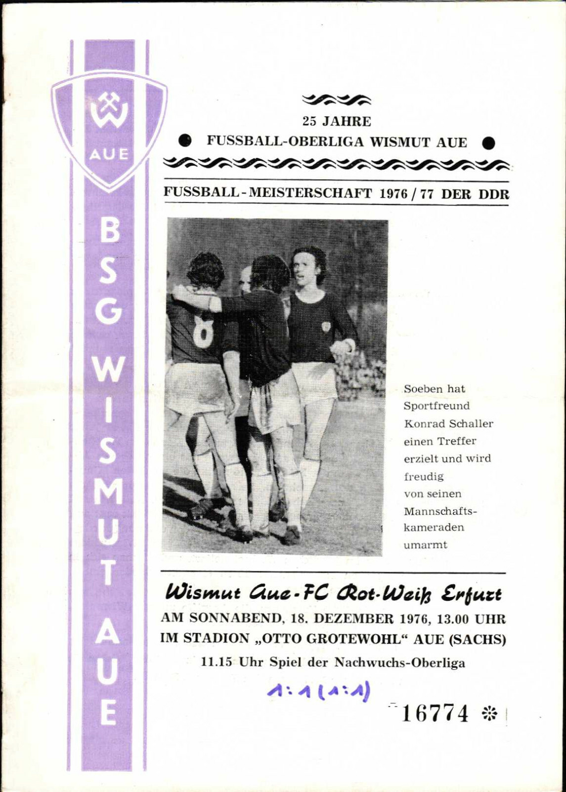 Ol 76/77 Bsg Wismut Aue - Fc Red-White Erfurt, 18.12.1976