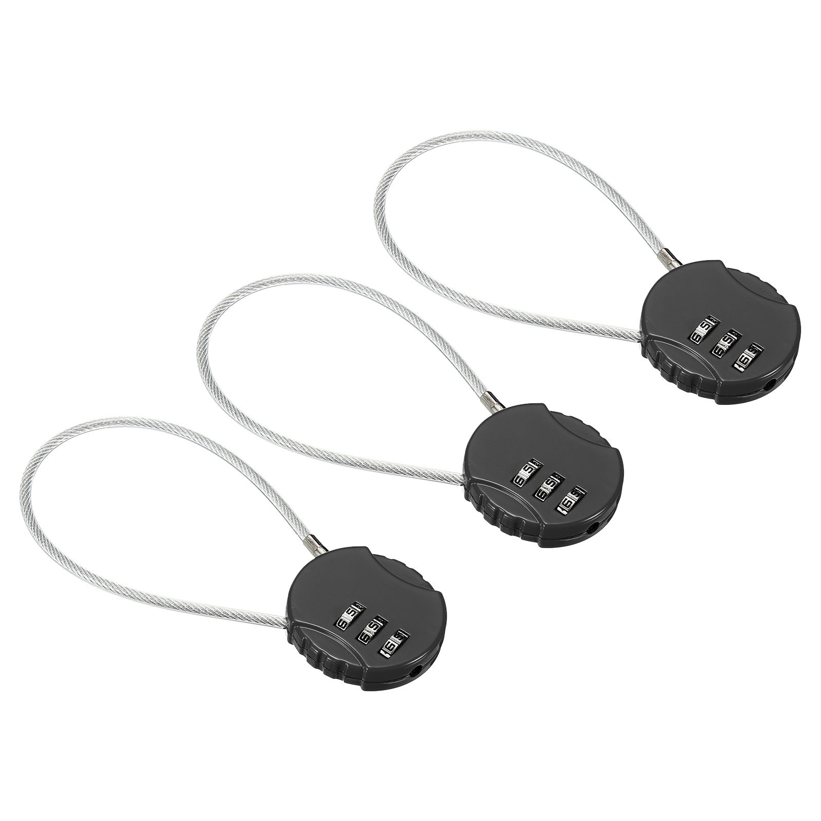 Small Combination Lock 7.8 Inch, 3 Pack 3 Digit Padlock for Gym Locker, Black