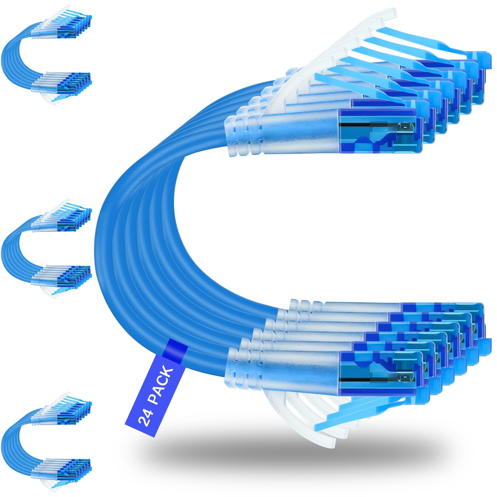 Rojita Cat 6a Ethernet Cable 0.5ft (24-Pack) - Cat6a Patch Cable, Cat 6a Patc...