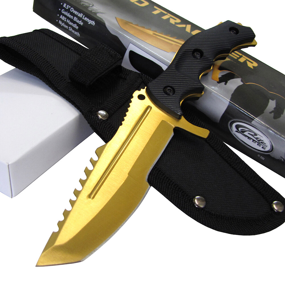 Rite Edge Gold Tracker CSGO Huntsman Inspired Fixed Blade Combat Knife 8 1/2" Ov