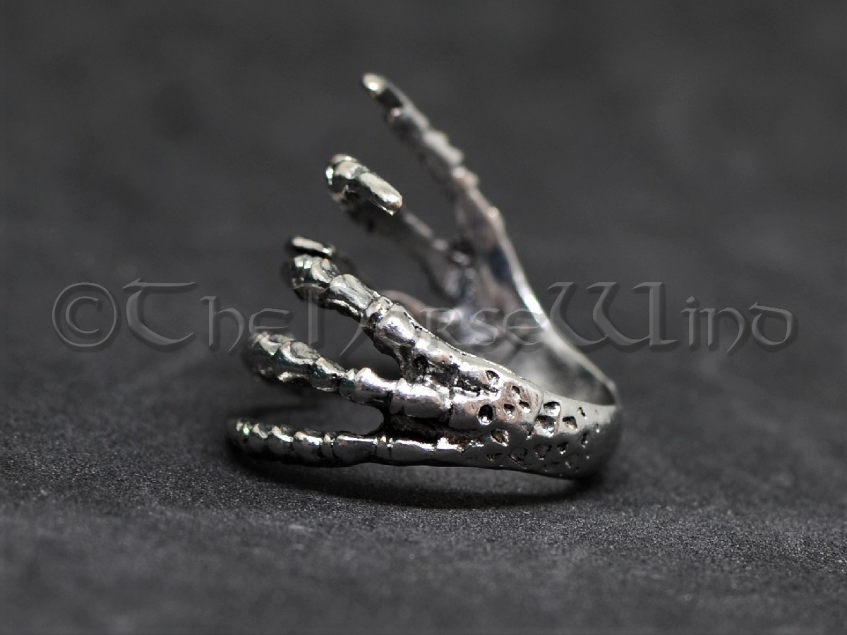 Viking Raven Claw Ring Odin's Amulet Silver Gothic Jewelry Norse Adjustable