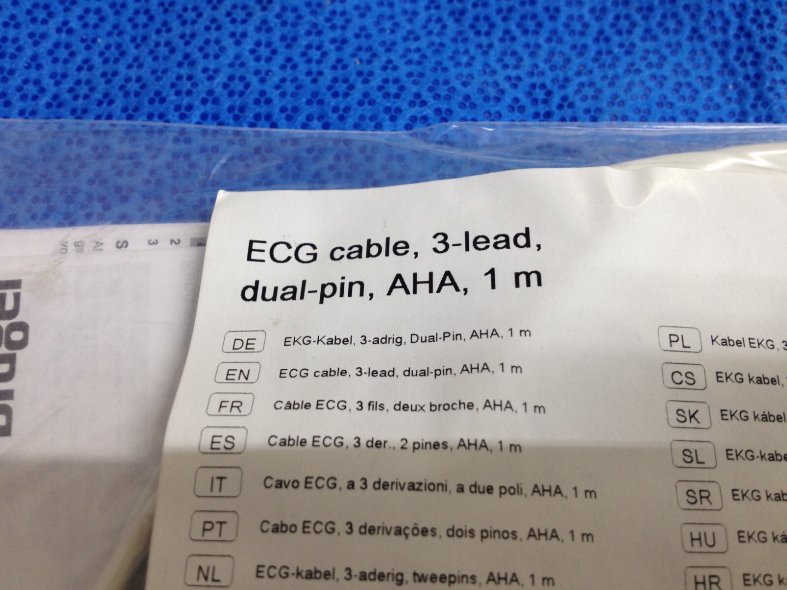 Draeger ECG Cable, 3 Lead, Dual Pin AHA MP03412