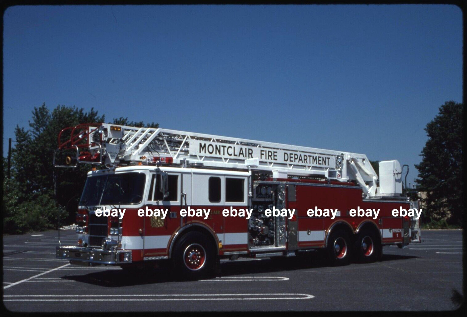 Montclair NJ 1995 Pierce Lance 105' Rearmount Aerial Fire Apparatus Slide