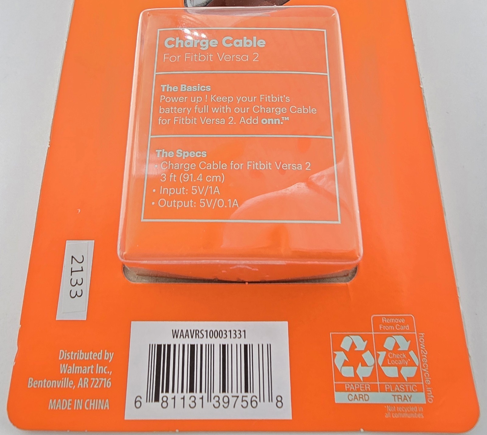 Add Onn. Charging Cable for Fitbit Versa 2 NEW 3ft