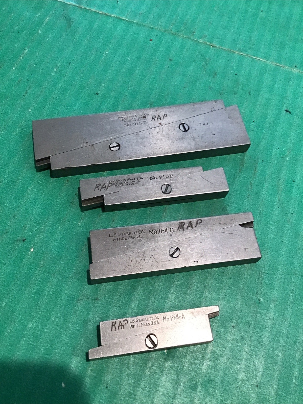 (4) Machinist Adjustable Parallel Lot Lufkin 915B 915D & Starrett 154-A 154-C