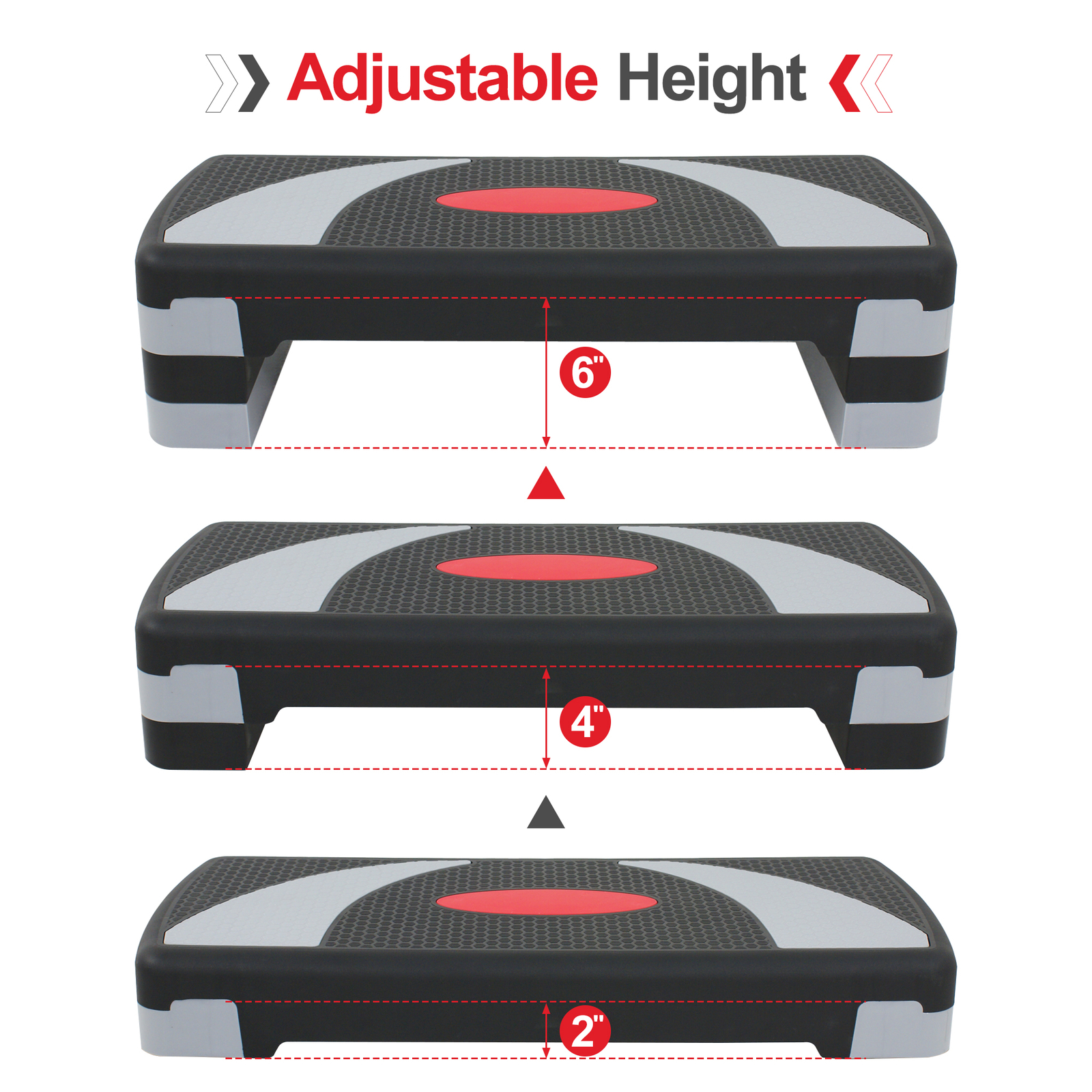 Step Aerobic Platform w/4 Stackable Riser Exercise Step Adjust 4"-6''-8''3 Color
