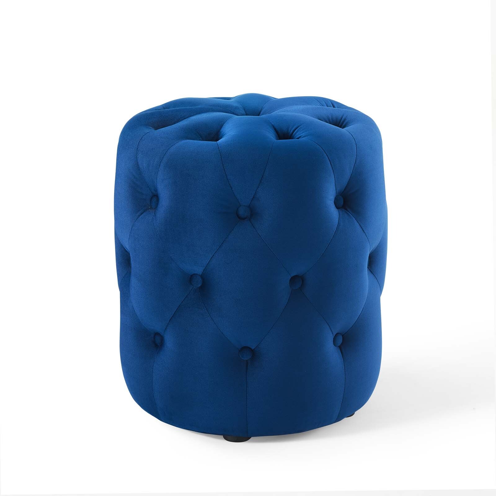 Modway Amour Tufted Performance Velvet Round Upholstered Ottoman in Navy
