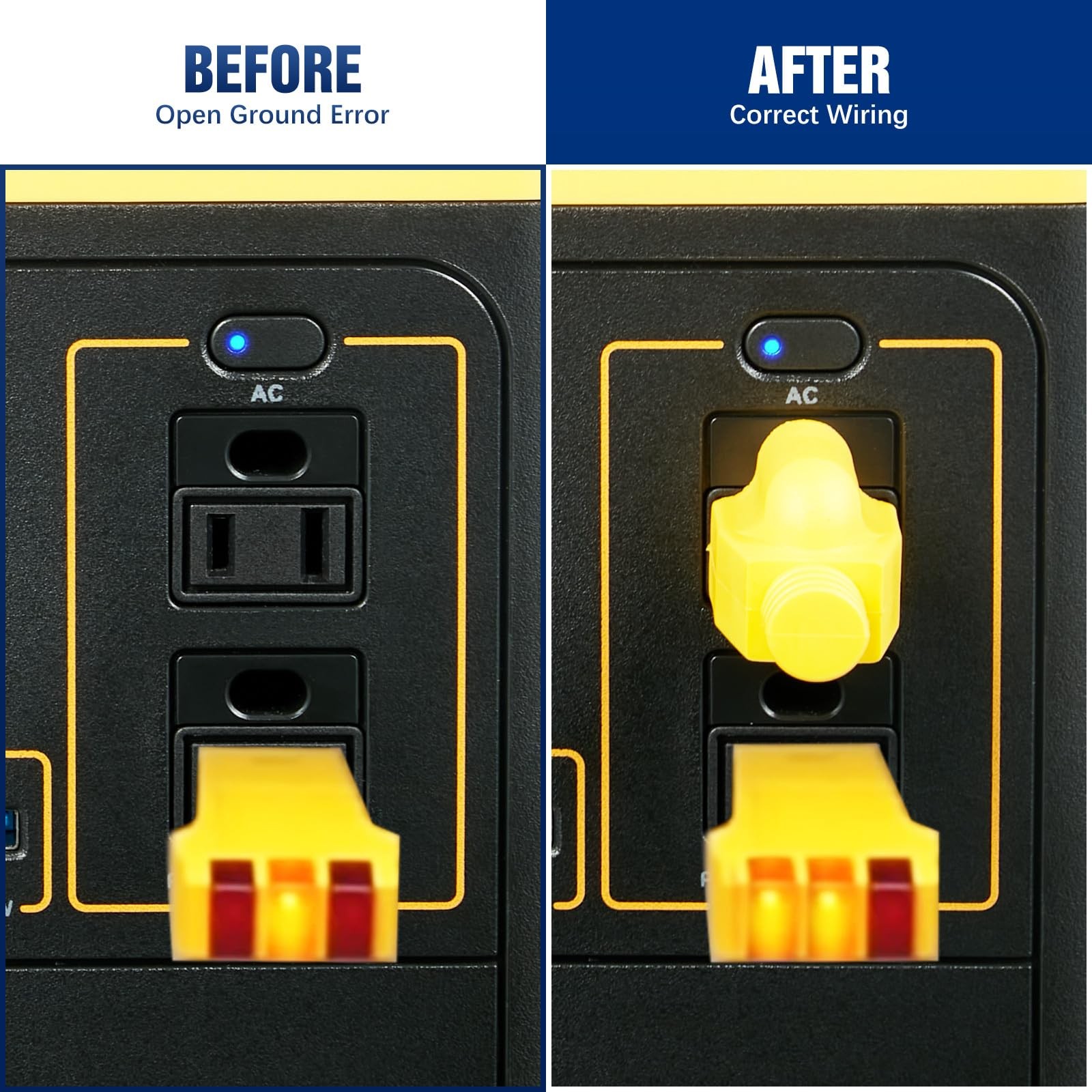 WYM world 2 Pack Neutral Ground Bonding Plug for Portable 2pack, yellow