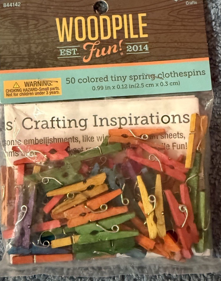 Woodpile Tiny Clothes Colorful pins 50ct New