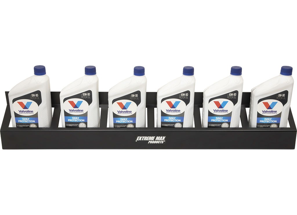 Extreme Max 5001.6478 Wall-Mount Aluminum 6-Quart Oil Jug Rack Holder - Black