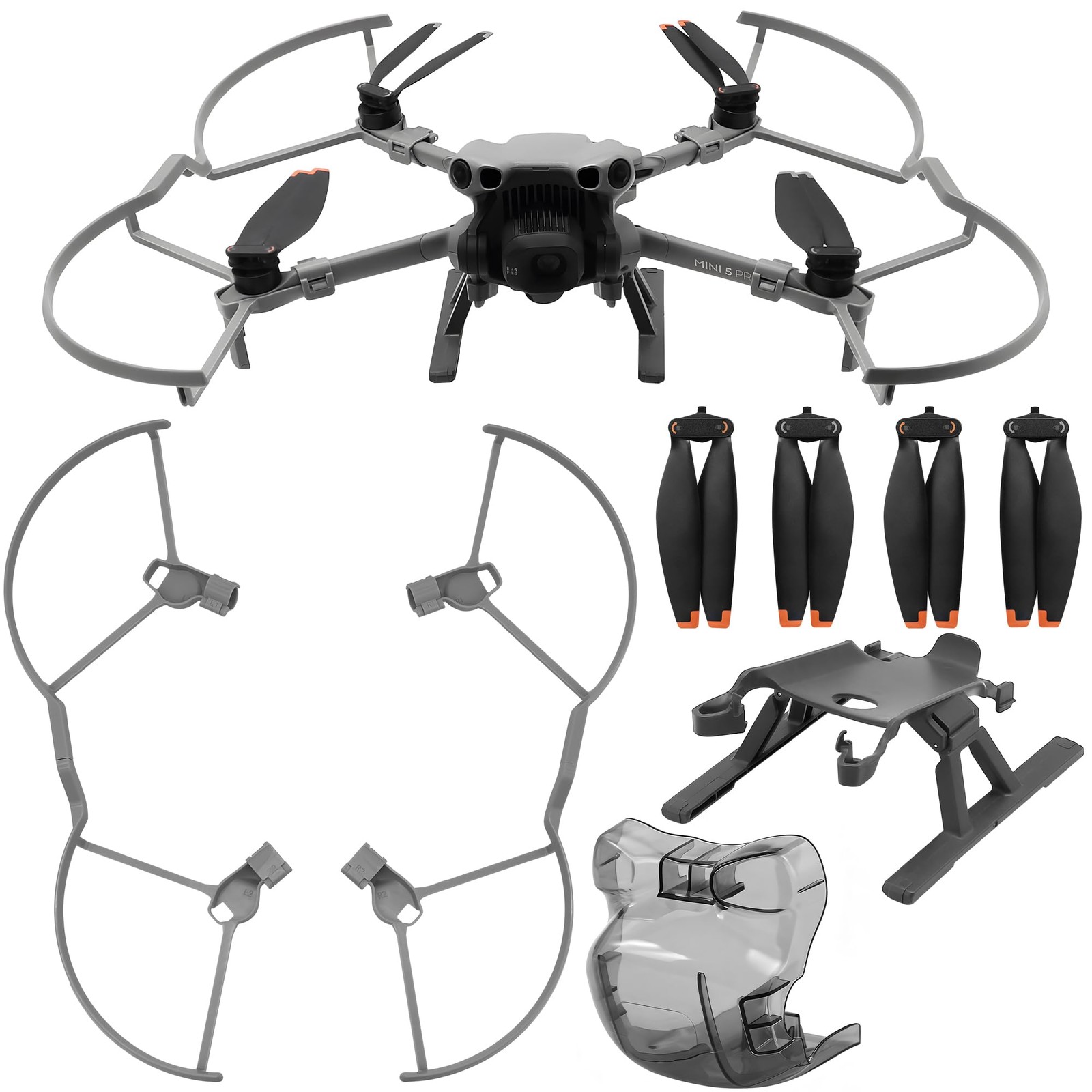 Craznick Mini 5 Pro Propeller Guard - 4 Pcs Accessories Set with Blades Gray