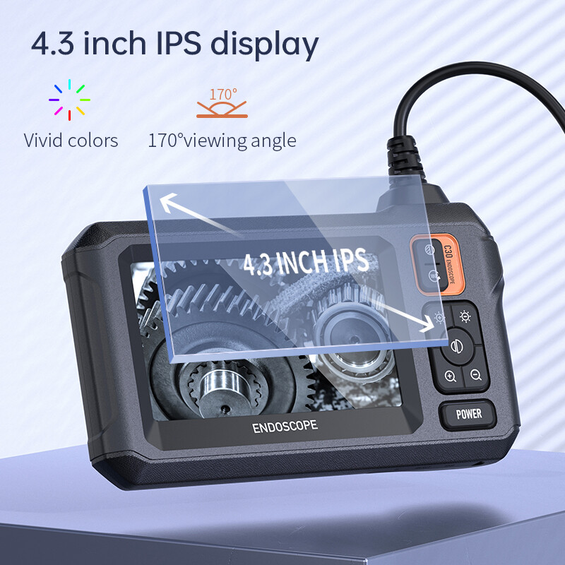 1080P HD 4.3inch Industrial Endoscope Borescope LCD 8mm Inspection Snake Camera