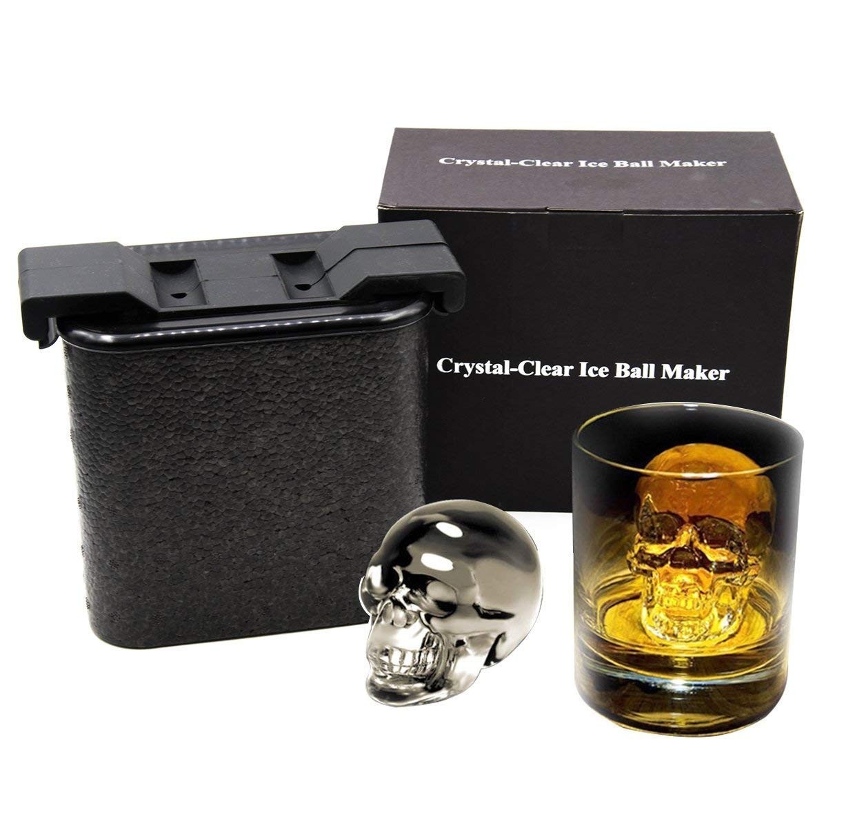 Cystal Clear Ice Skull Maker 2.25 inches, Black