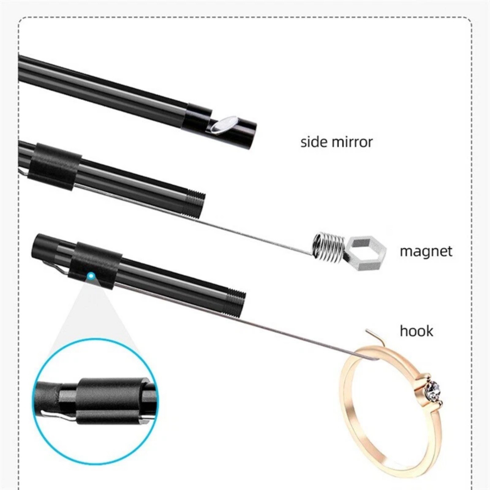 2M 6 LED Borescope Endoscope Camera for Android USB Type-C 7mm HD Waterproof
