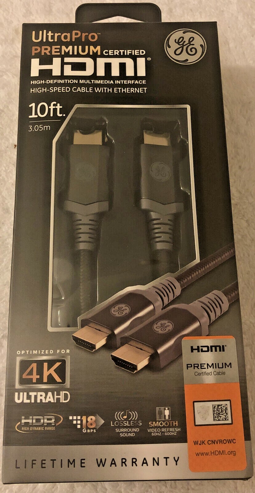 GE Ultra Pro Premium Certified HDMI HIgh Speed Cable