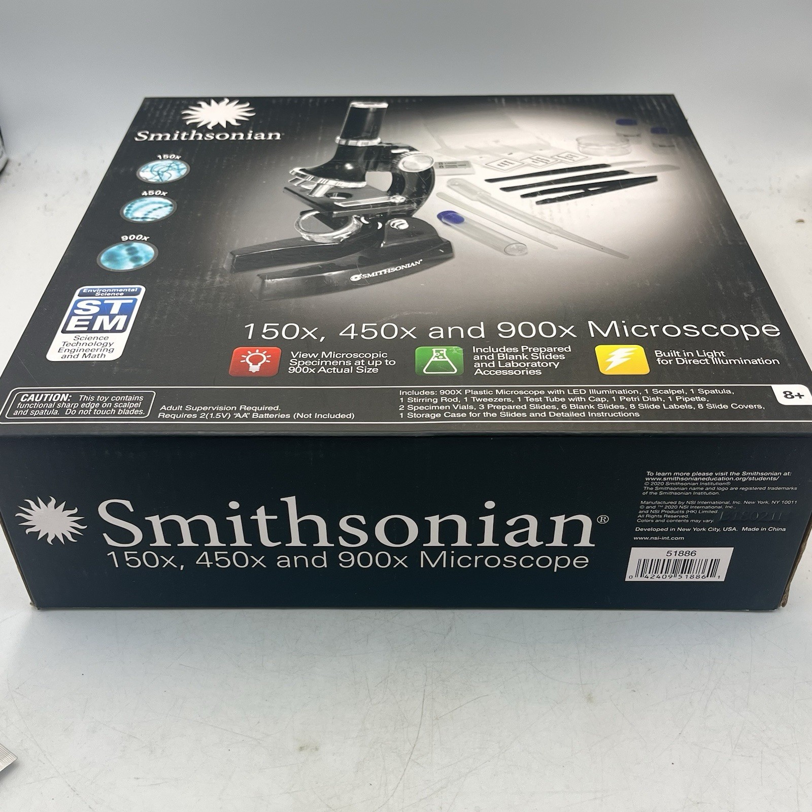 Smithsonian 150x 450x 900x Microscope Kit Science Educational New In Sealed Box