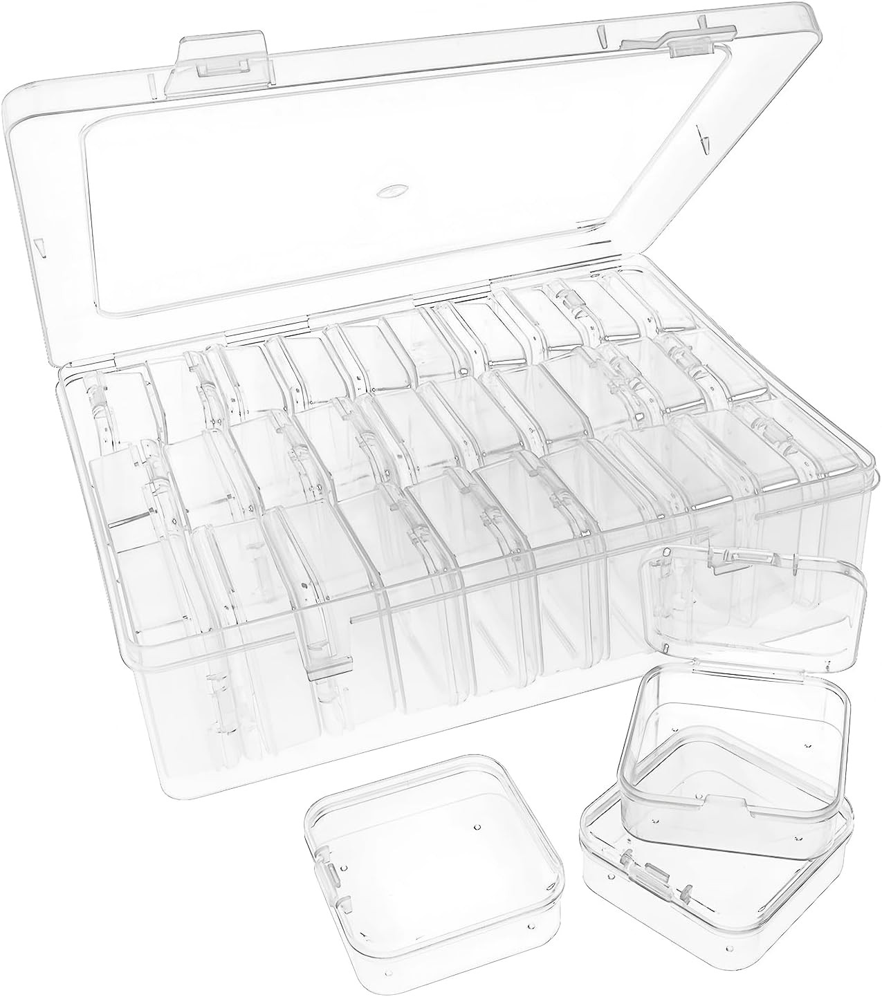 30Pack Bead Organizer Box With Hinged Lid - Clear Bead Storage Containers for Or