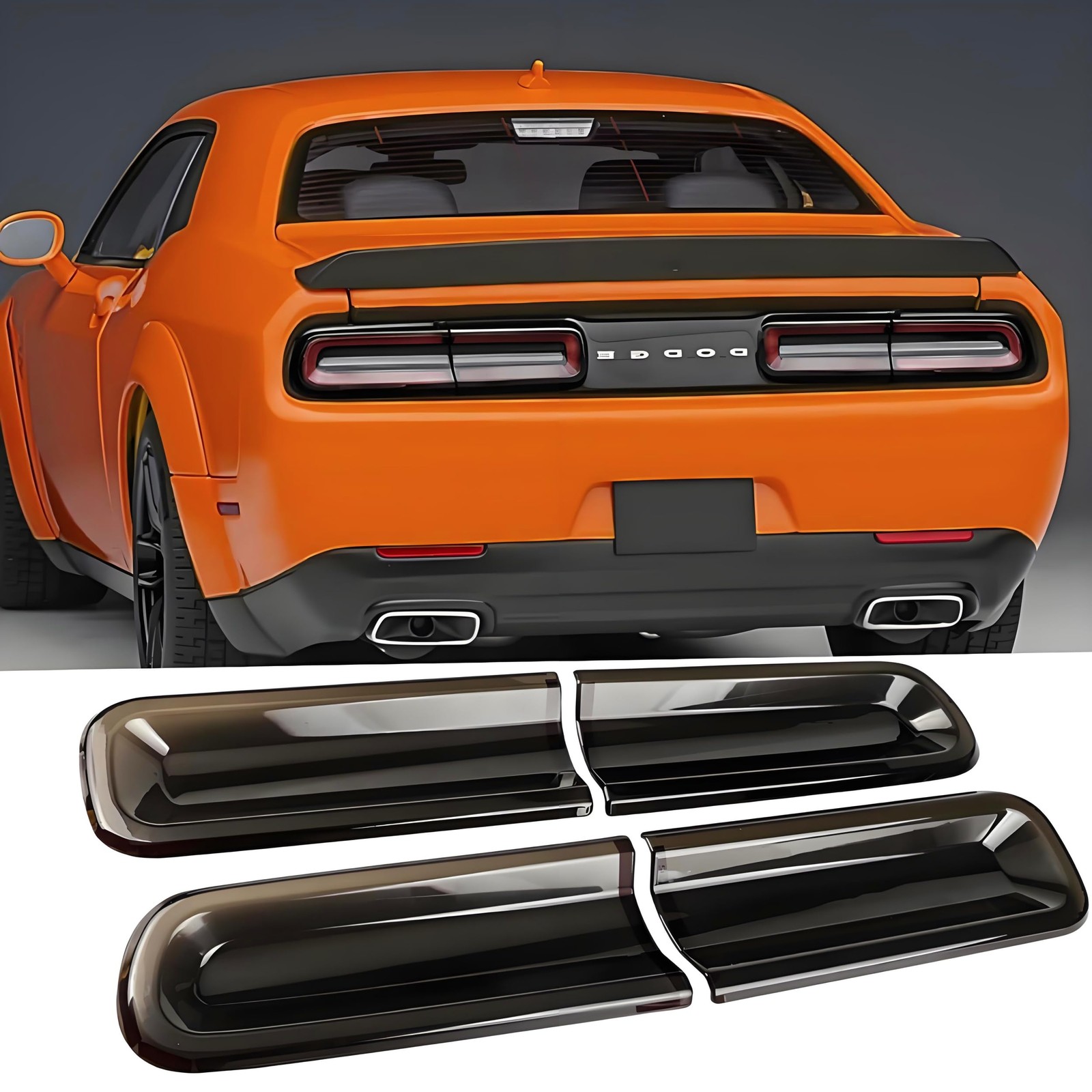 Rear Smoked Black Tail Light Covers For Dodge Challenger 2015-2023